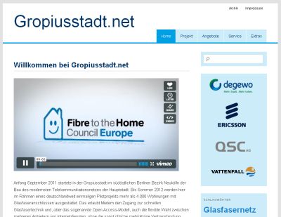 Die Portalseite www.gropiusstadt.net informiert Mieter und Interessierte über den Fortgang des Projekts. Bei der technischen Umsetzung des Portals war QSC federführend.