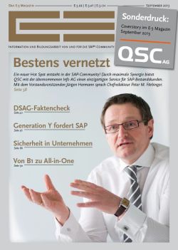 Das SAP-Fachmagazin "E-3" hat in seiner aktuellen September-Ausgabe ein Interview mit QSC-Vorstandschef Jürgen Hermann über neue Produktentwicklungen für SAP-Kunden veröffentlicht. 